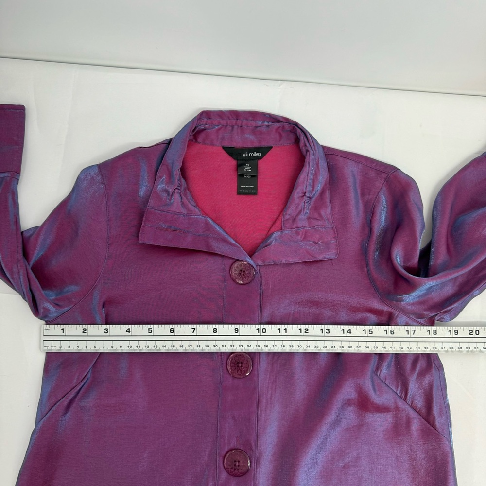 NWT Ali Miles Shimmer Woven Wire Collar 3/4 Cuffed Sleeve Tunic Petite Small New - Picture 12 of 14